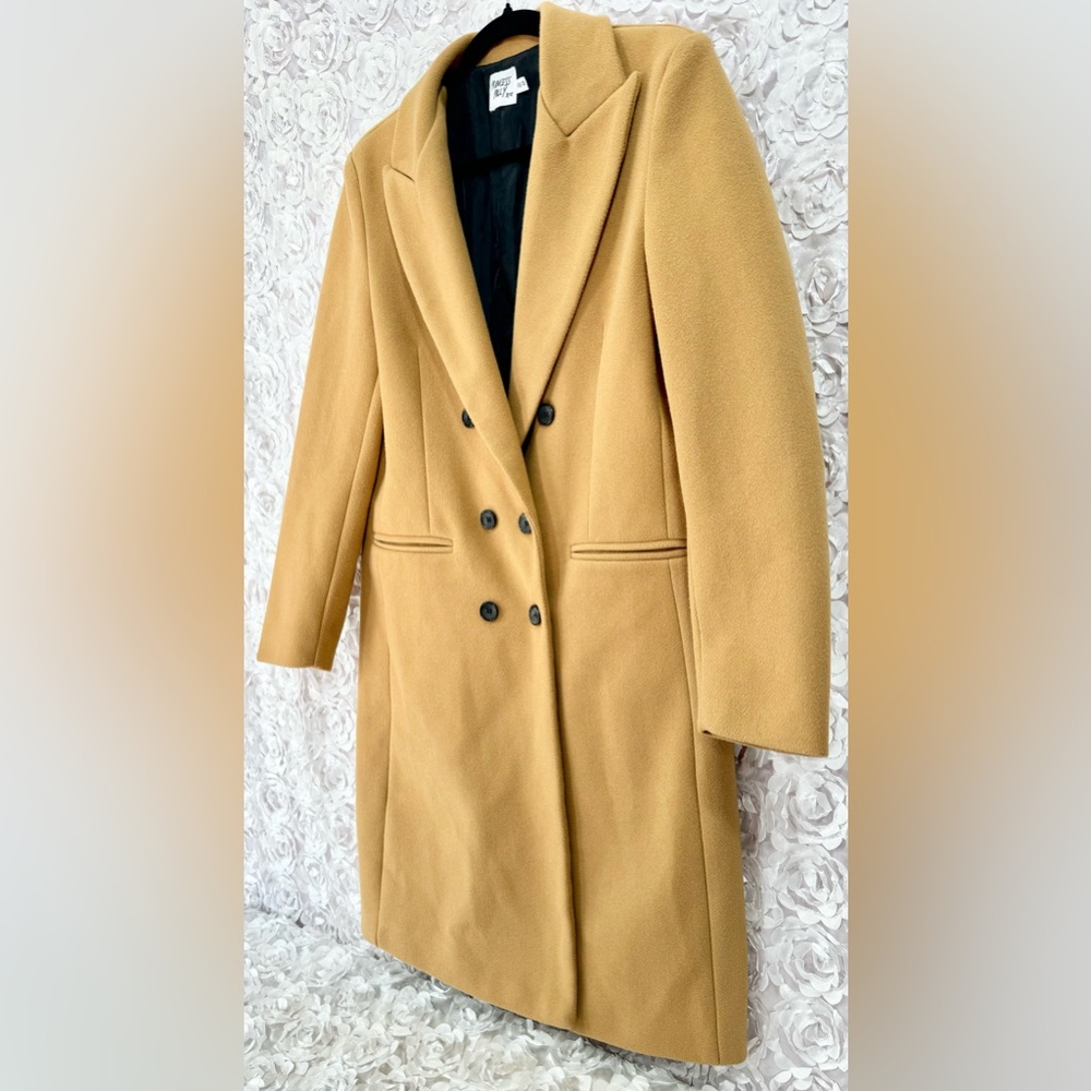 PRINCESS POLLY Women's Long Brown Winter Pea Coat Double Breasted Size XS/ S